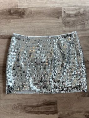 Silver Sequin Mini Skirt - Women's Party Skirt